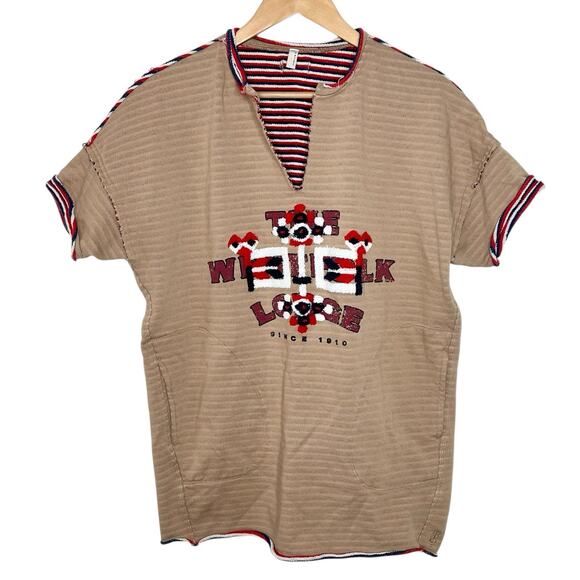 Free People Movement Summit Graphic Oversized Longline Tee XS Southwestern - Picture 1 of 6